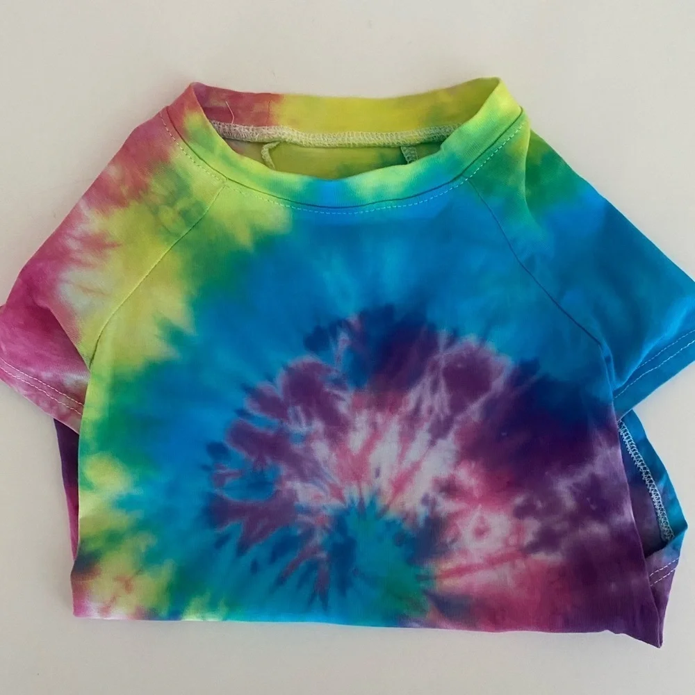 Pet Tee Medium Tie Dye Dog Shirt Color Splash ArtMinds Fun Styling Vibes Bright